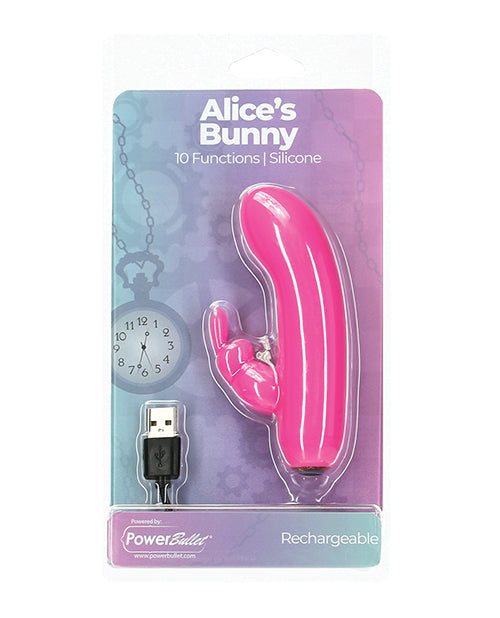 Alice's Bunny Rechargeable Bullet w/ Rabbit Sleeve - 10 Functions Pink