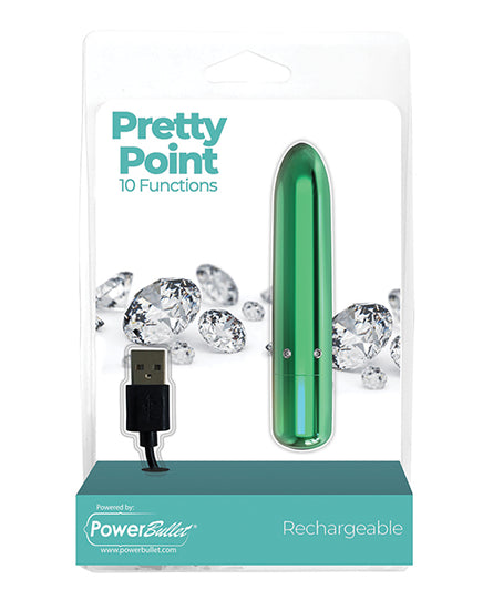 Pretty Point Rechargeable Bullet - 10 Functions Teal - Empower Pleasure