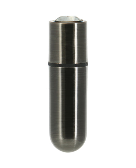 First Class Mini Rechargeable Bullet with Crystal - 9 Functions Gun Metal - Empower Pleasure