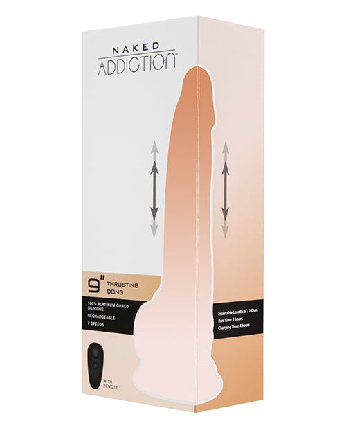 Naked Addiction 9" Thrusting Dong w/Remote - Flesh