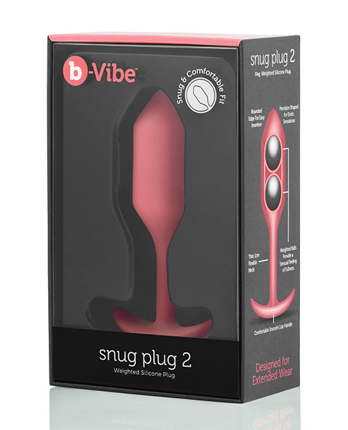 b-Vibe Weighted Snug Plug 2 - 114g - Coral - Empower Pleasure