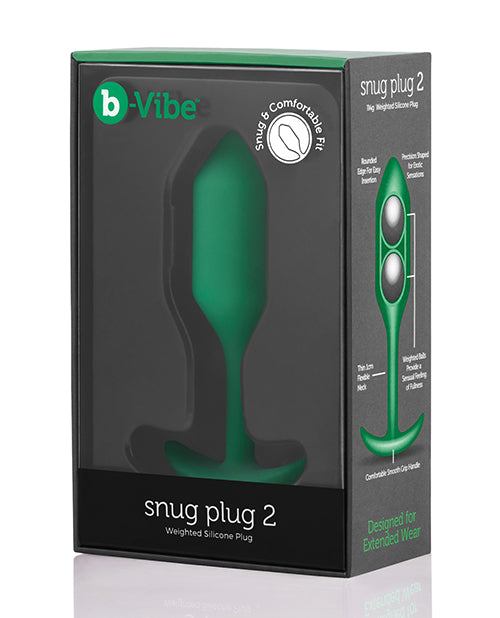 b-Vibe Weighted Snug Plug 2 - 114g - Green - Empower Pleasure