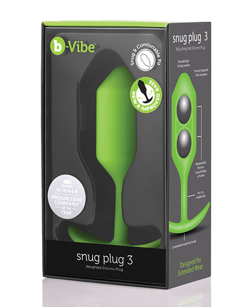 b-Vibe Weighted Snug Plug 3 - 180g - Lime - Empower Pleasure