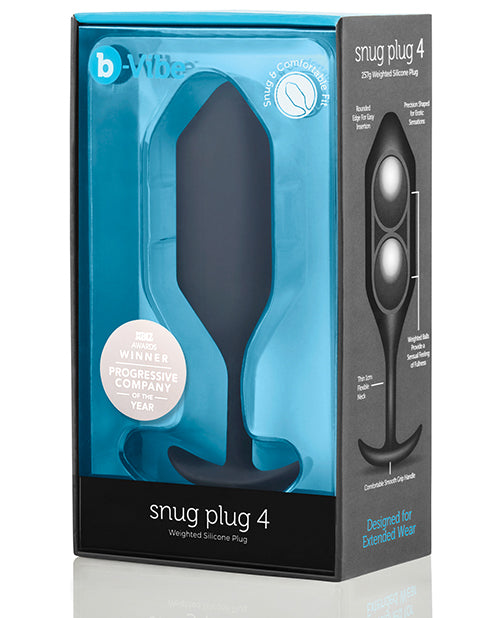 b-Vibe Weighted Snug Plug 4 - 257 g - Black - Empower Pleasure