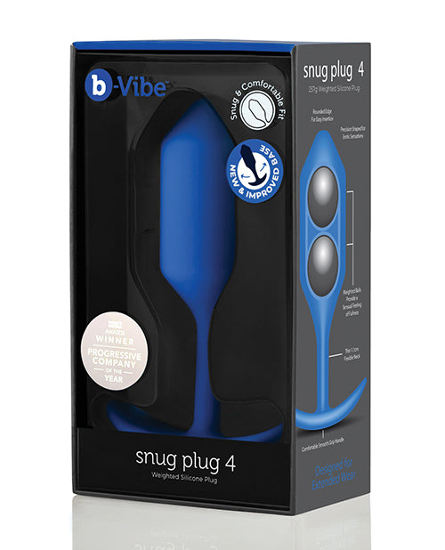 b-Vibe Weighted Snug Plug 4 - 256g - Navy - Empower Pleasure