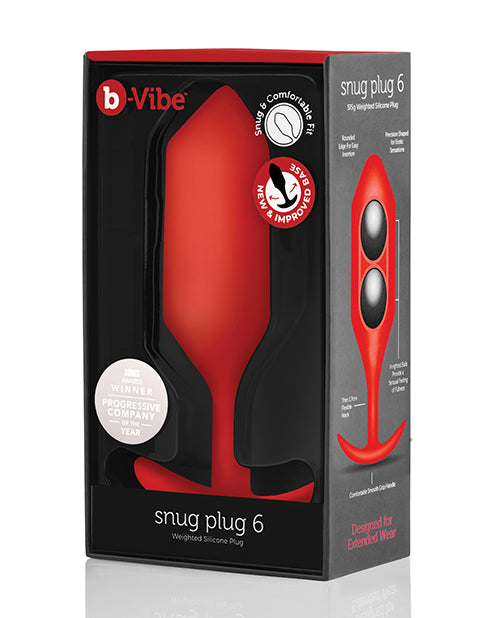 b-Vibe Weighted Snug Plug 6 - 515g - Red - Empower Pleasure