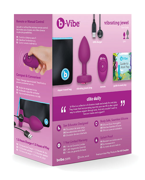 b-Vibe Remote Control Vibrating Jewel Plug (S/M) - Assorted Colors - Empower Pleasure