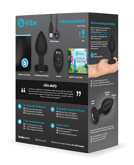 b-Vibe Remote Control Vibrating Jewel Plug (M/L) - Assorted Colors - Empower Pleasure