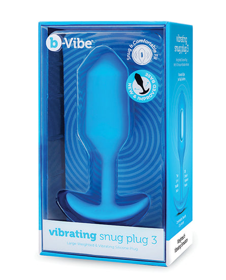 b-Vibe Vibrating Snug Plug - Blue - Large - Empower Pleasure