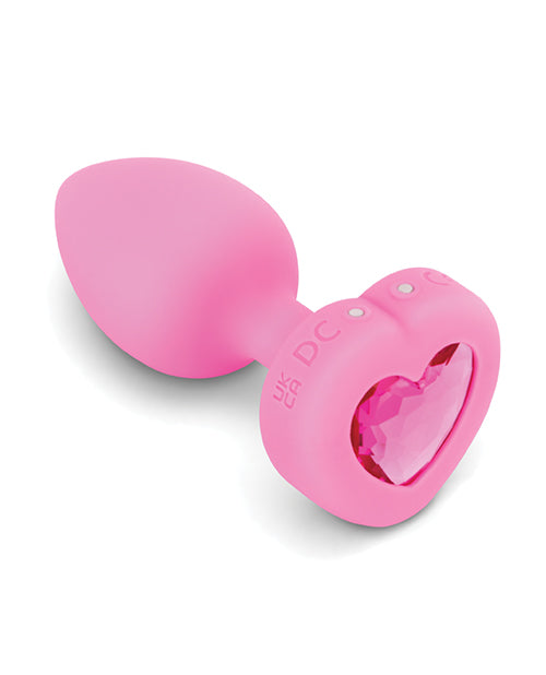 b-Vibe Vibrating Heart Plug - S/M - Pink - Empower Pleasure