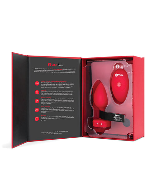 b-Vibe Vibrating Heart Plug - M/L - Red - Empower Pleasure