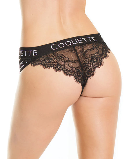 Fine Lace Back with Double Strap Waistband - Black - Empower Pleasure