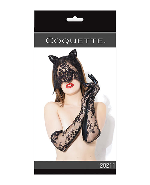 Darque Sex Kitten Mask & Glove Set - Black