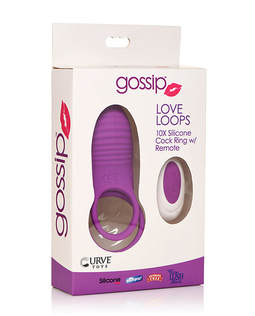 Curve Toys Gossip Love Loops 10X Silicone Cock Ring w/Remote - Violet - Empower Pleasure