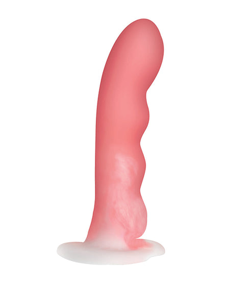 Curve Toys Simply Sweet 7" Wavy Silicone Dildo - Pink/White - Empower Pleasure