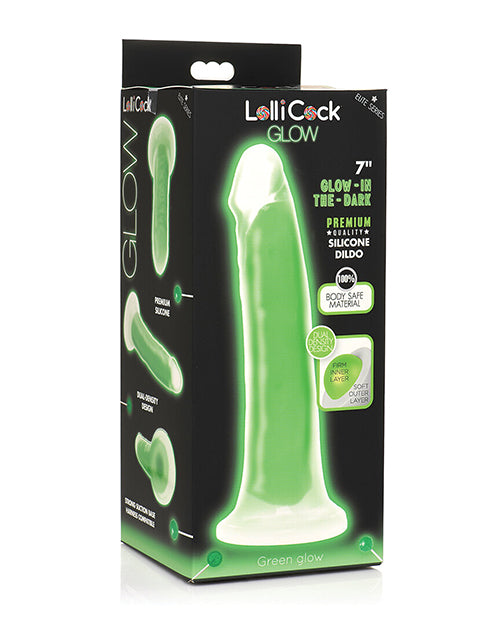 Curve Toys Lollicock 7" Glow In The Dark Silicone Dildo - Green - Empower Pleasure