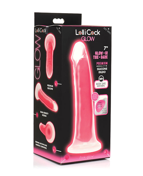 Curve Toys Lollicock 7" Glow In The Dark Silicone Dildo - Pink - Empower Pleasure