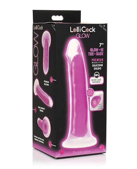 Curve Toys Lollicock 7" Glow In The Dark Silicone Dildo - Purple - Empower Pleasure