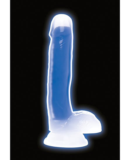 Curve Toys Lollicock 7" Glow In The Dark Silicone Dildo w/Balls - Blue - Empower Pleasure