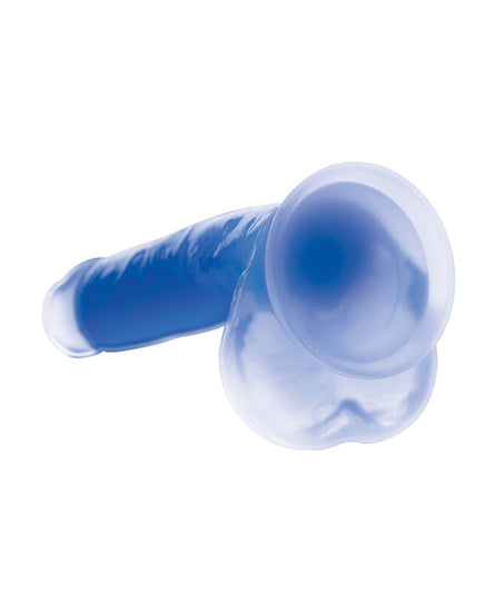 Curve Toys Lollicock 7" Glow In The Dark Silicone Dildo w/Balls - Blue - Empower Pleasure