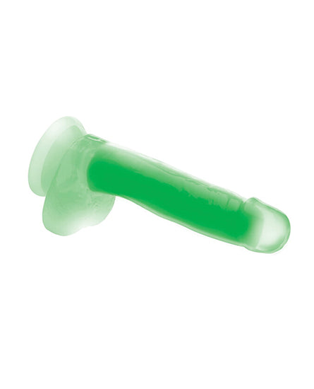 Curve Toys Lollicock 7" Glow In The Dark Silicone Dildo w/Balls - Green - Empower Pleasure