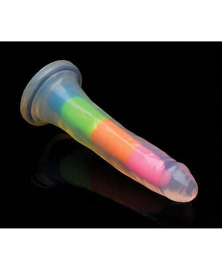 Curve Toys Lollicock 7" Glow In The Dark Silicone Dildo - Rainbow - Empower Pleasure