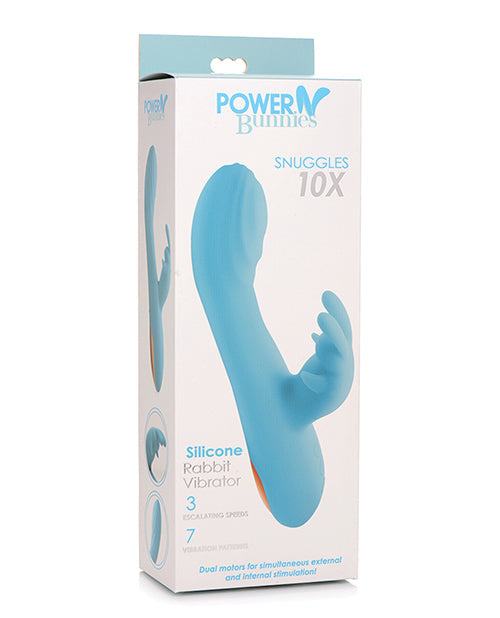 Curve Novelties Power Bunnies Snuggles 10x Silicone Rabbit Vibrator - Blue - Empower Pleasure