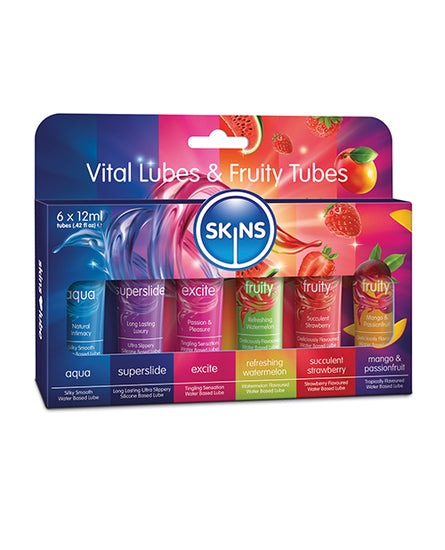 Skins Vital Lubes & Fruity Tubes - 12 ml Tubes Pack of 6 - Empower Pleasure