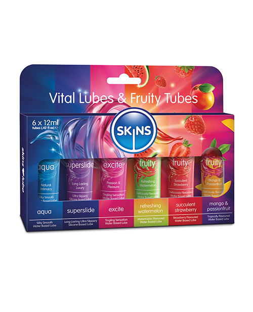 Skins Vital Lubes & Fruity Tubes - 12 ml Tubes Pack of 6 - Empower Pleasure
