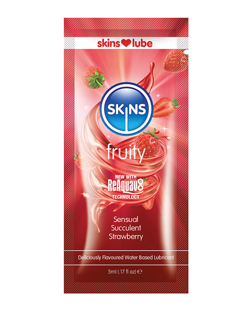 Skins Water Based Lubricant - 5 ml Foil Strawberry - Empower Pleasure