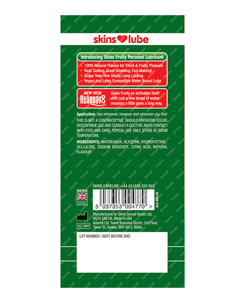 Skins Water Based Lubricant - 5 ml Foil Watermelon - Empower Pleasure
