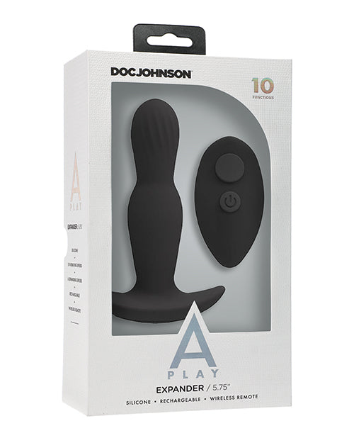 A Play Expander Rechargeable Silicone Anal Plug with Remote - Black - Empower Pleasure