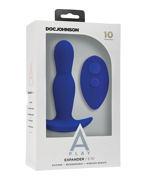 A Play Expander Rechargeable Silicone Anal Plug with Remote - Royal Blue - Empower Pleasure