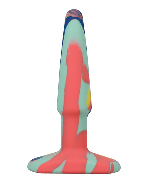 A Play 4" Groovy Silicone Anal Plug - Multicolor/Yellow - Empower Pleasure