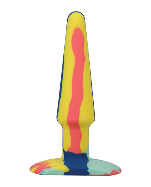 A Play 5" Groovy Silicone Anal Plug - Multicolor/Yellow - Empower Pleasure