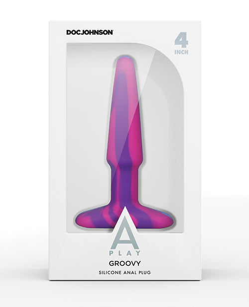 A Play 4" Groovy Silicone Anal Plug - Multicolor/Pink - Empower Pleasure