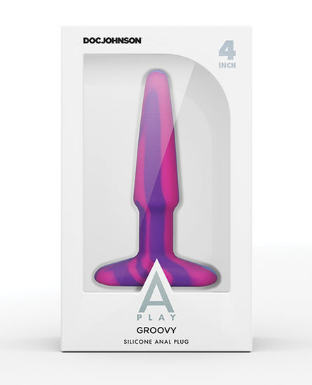 A Play 4" Groovy Silicone Anal Plug - Multicolor/Pink - Empower Pleasure