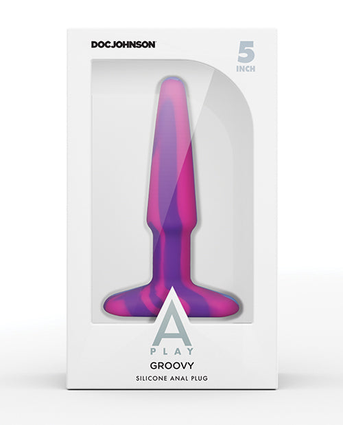 A Play 5" Groovy Silicone Anal Plug - Multicolor/Pink - Empower Pleasure