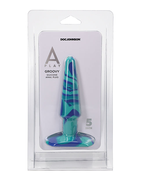 A Play 5" Groovy Silicone Anal Plug - Ocean - Empower Pleasure