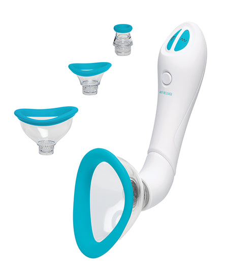 Bloom Intimate Body Automatic Vibrating Rechargeable Pump - Sky Blue/White - Empower Pleasure