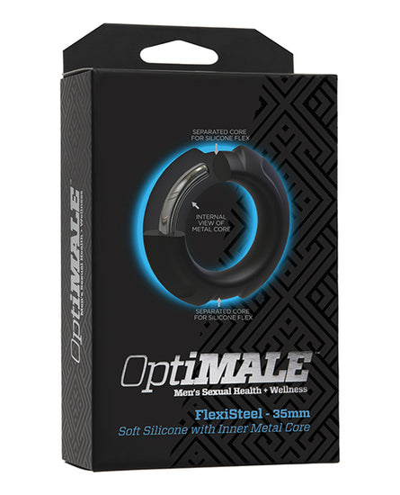 OptiMale FlexiSteel Cock Ring - 35mm Black - Empower Pleasure