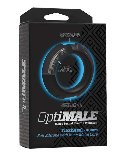 OptiMale FlexiSteel Cock Ring - 43mm Black - Empower Pleasure
