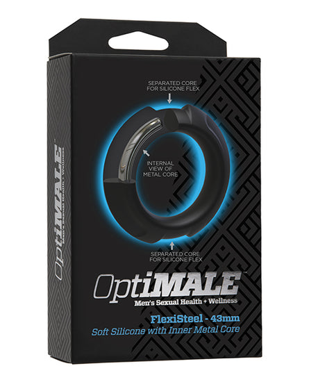OptiMale FlexiSteel Cock Ring - 43mm Black - Empower Pleasure