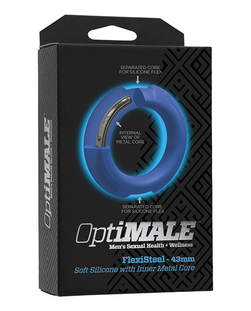 OptiMale FlexiSteel Cock Ring - 43mm Blue - Empower Pleasure