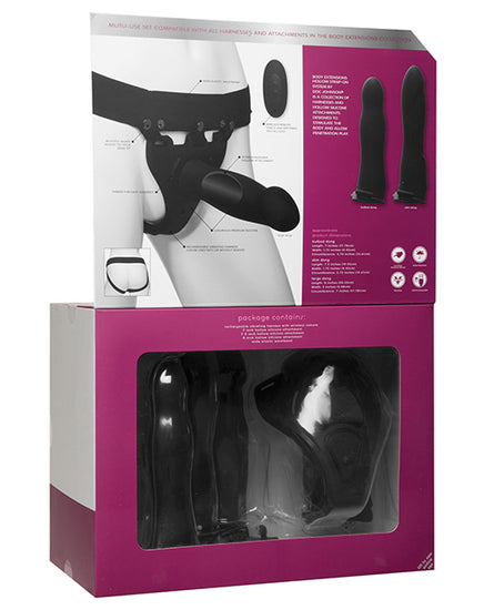Body Extensions Be Naughty Vibrating 4-Piece Strap-On Set - Black - Empower Pleasure
