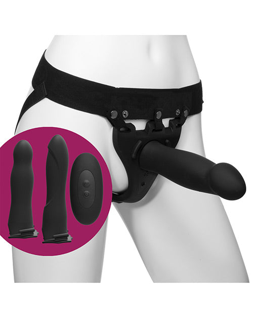 Body Extensions Be Naughty Vibrating 4-Piece Strap-On Set - Black - Empower Pleasure