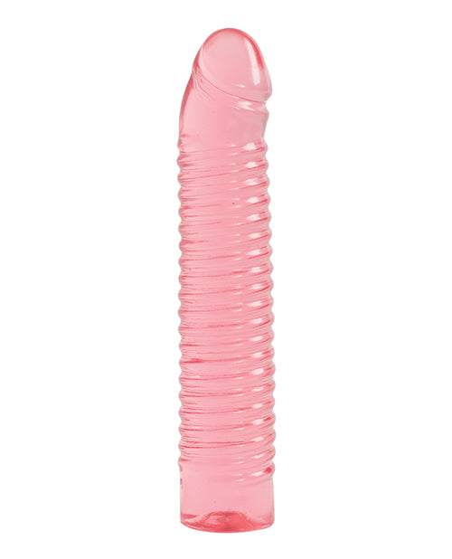 Vivid 7" Pink Ribbed Jelly w/Penis Head - Sunrise - Empower Pleasure
