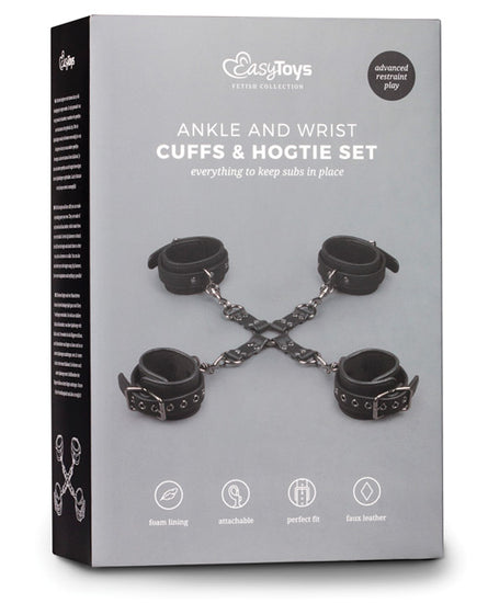 Easy Toys Hogtie with Hand & Ankle Cuffs - Black - Empower Pleasure