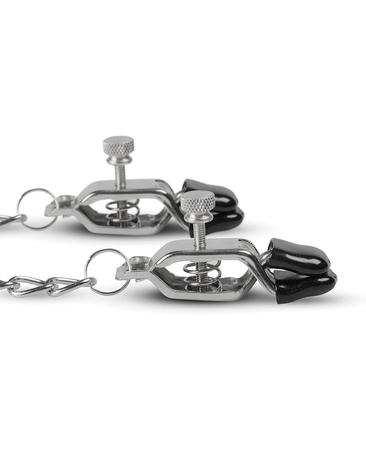 Easy Toys Big Nipple Clamps with Chain - Silver