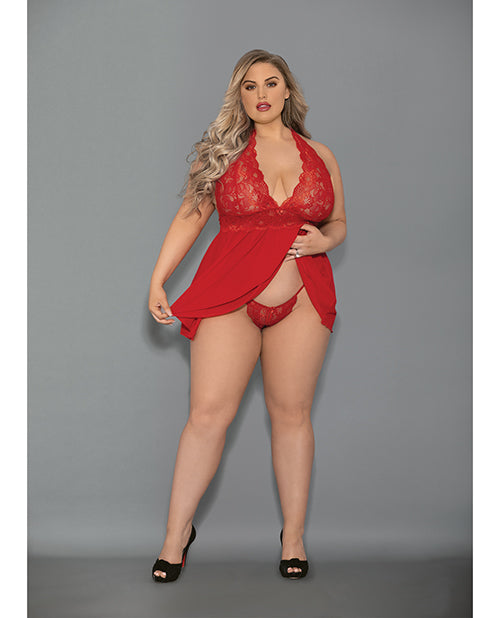 Euphoria Shorty Babydoll & Open Panty - Red - Empower Pleasure